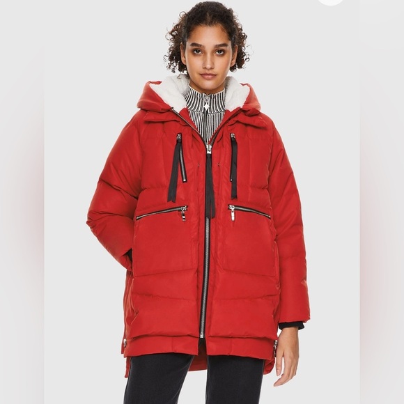 Orolay Jackets & Blazers - Orolay Red Puffer Jacket with High Collar and Quilted Design